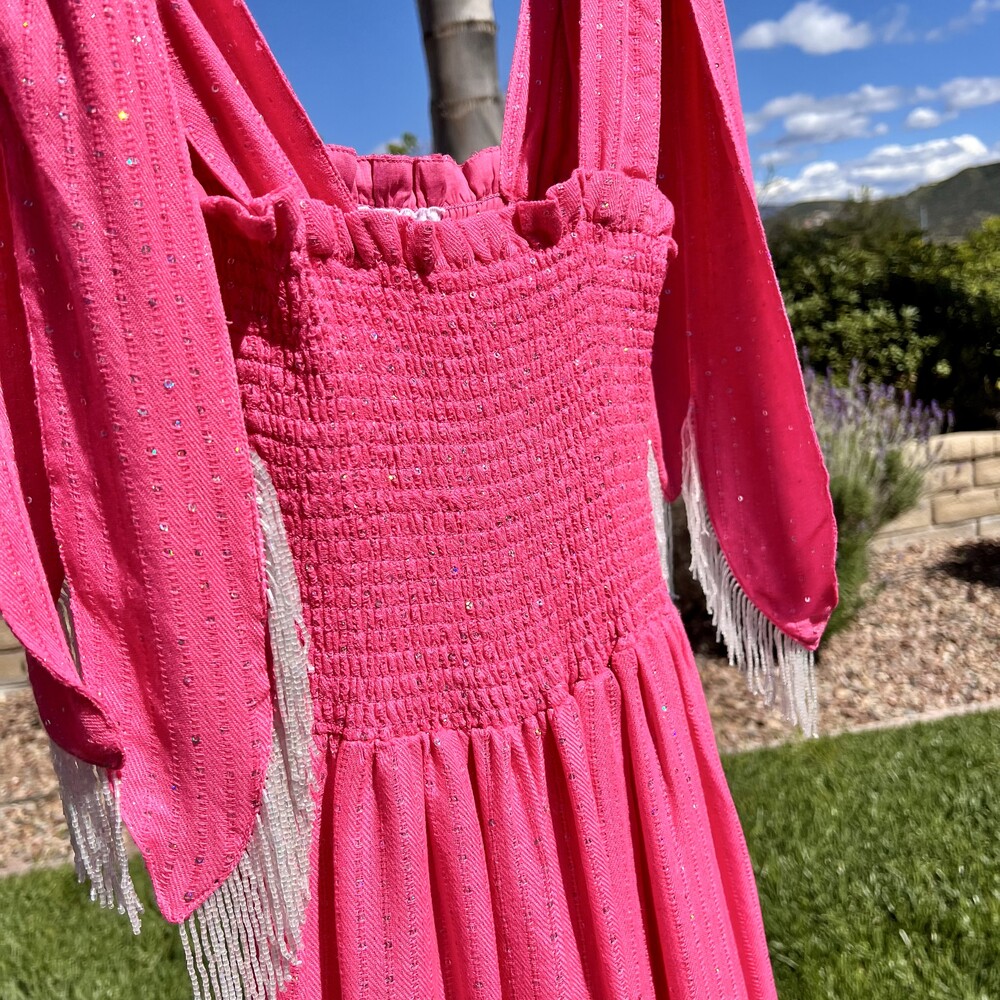NWT Sundress Jade Long Dress Sequin Smocked Midi Maxi Fringe Size XS Small - Picture 6 of 9